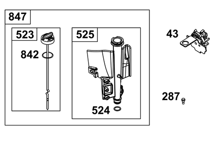 Lubrication Group Diagram and Parts List for 31Q507-0003-H5 200000 - 399999 Briggs and Stratton Engine